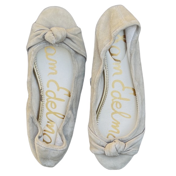 💖 Sam Edelman Florus Taupe Suede Ballet Flat with Bow-Wrap Top Knot - Picture 14 of 14